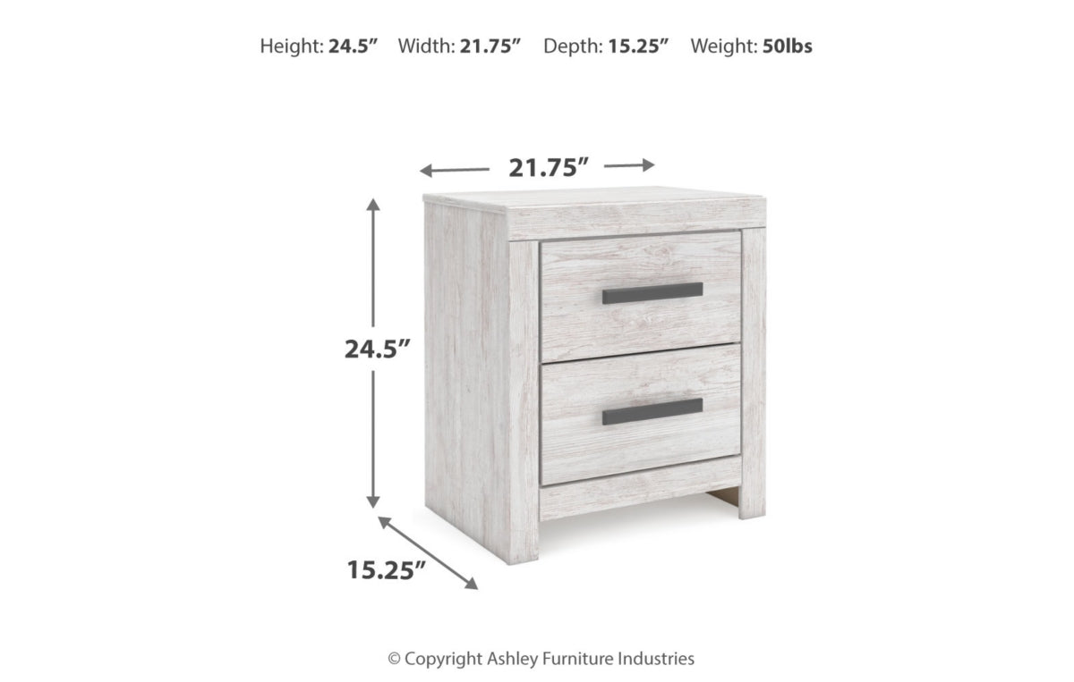 Cayboni King Panel Bed with Mirrored Dresser and Nightstand