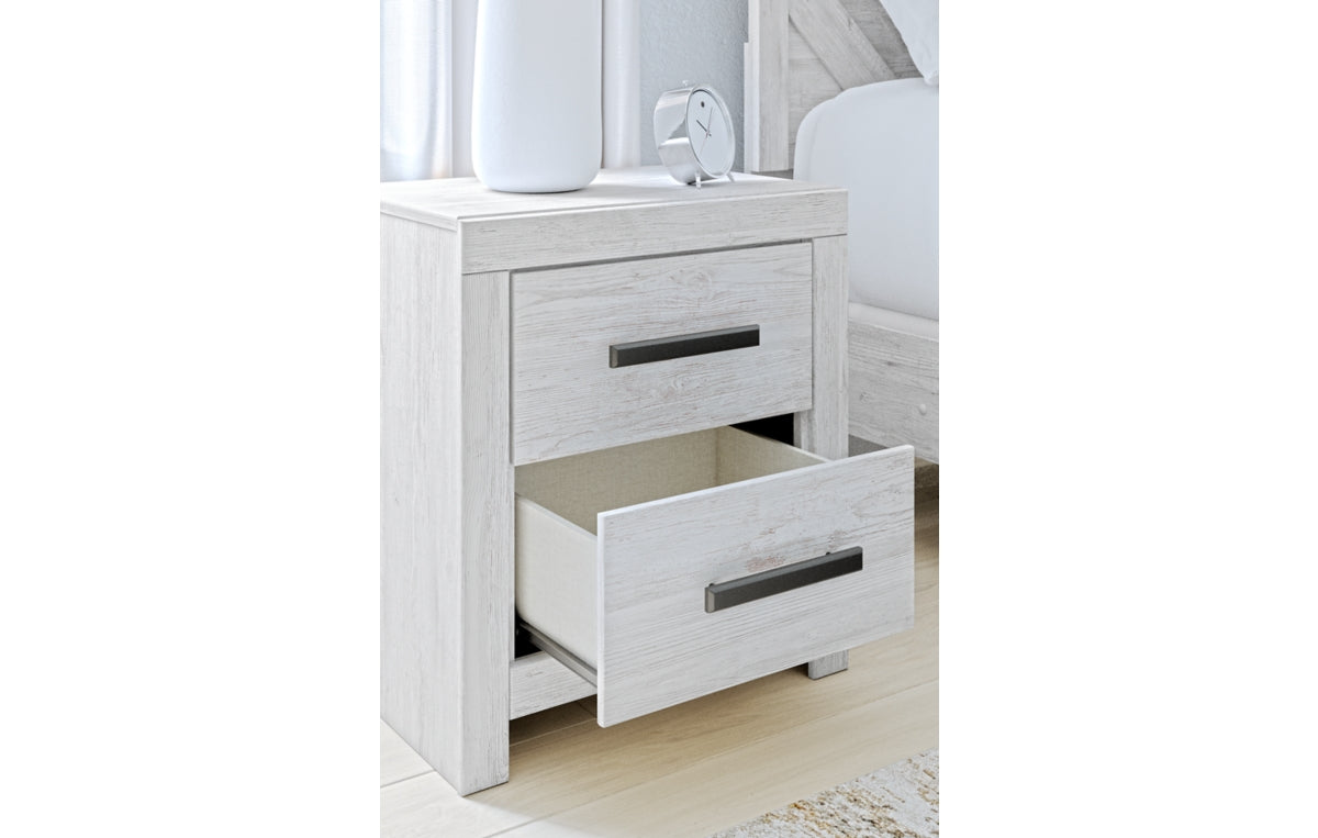 Cayboni Queen Panel Bed with Mirrored Dresser and Nightstand