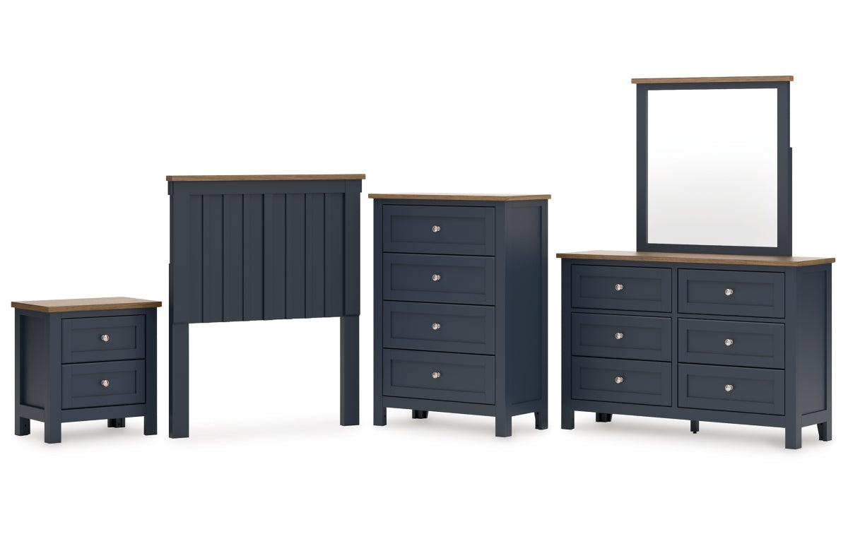 Landocken Twin Panel Headboard, Dresser, Mirror, Chest and Nightstand