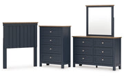 Landocken Twin Panel Headboard, Dresser, Mirror and Chest