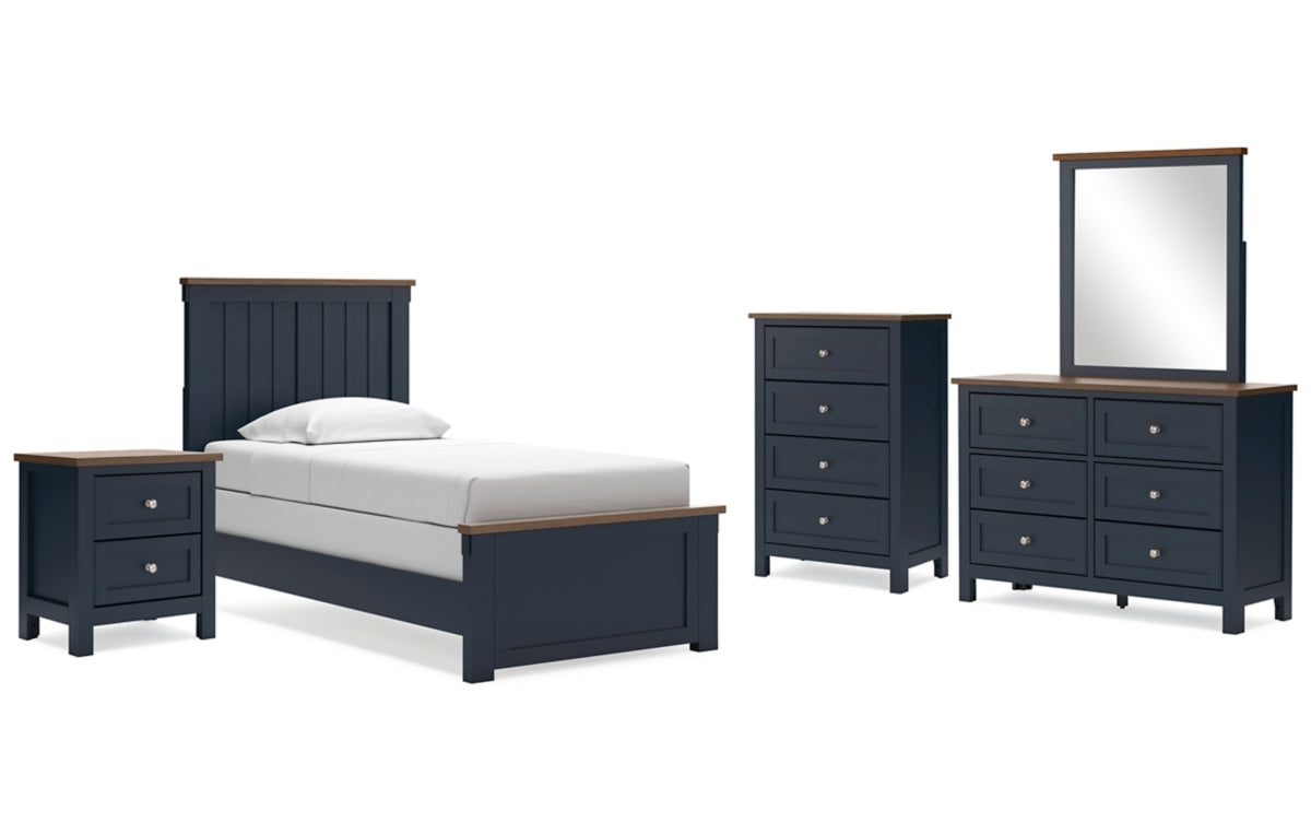 Landocken Twin Panel Bed, Dresser, Mirror, Chest and Nightstand
