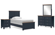 Landocken Twin Panel Bed with Mirrored Dresser and Nightstand