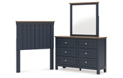 Landocken Twin Panel Headboard with Mirrored Dresser