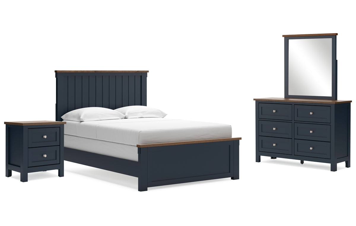 Landocken Full Panel Bed with Mirrored Dresser and Nightstand