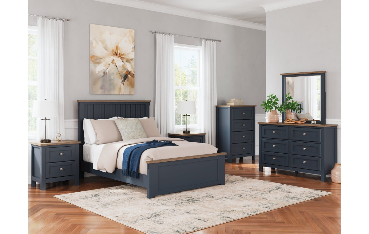 Landocken Full Panel Bed with Mirrored Dresser, Chest and Nightstand