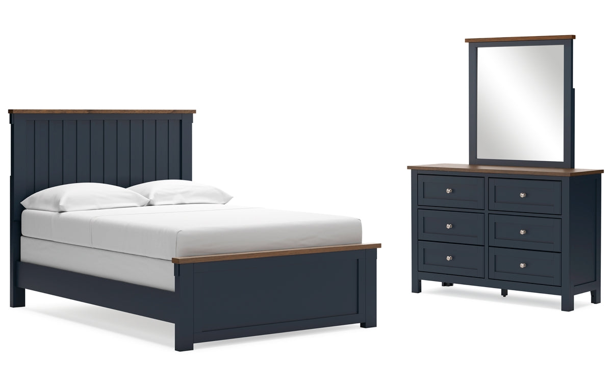 Landocken Full Panel Bed with Mirrored Dresser