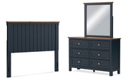 Landocken Full Panel Headboard with Mirrored Dresser