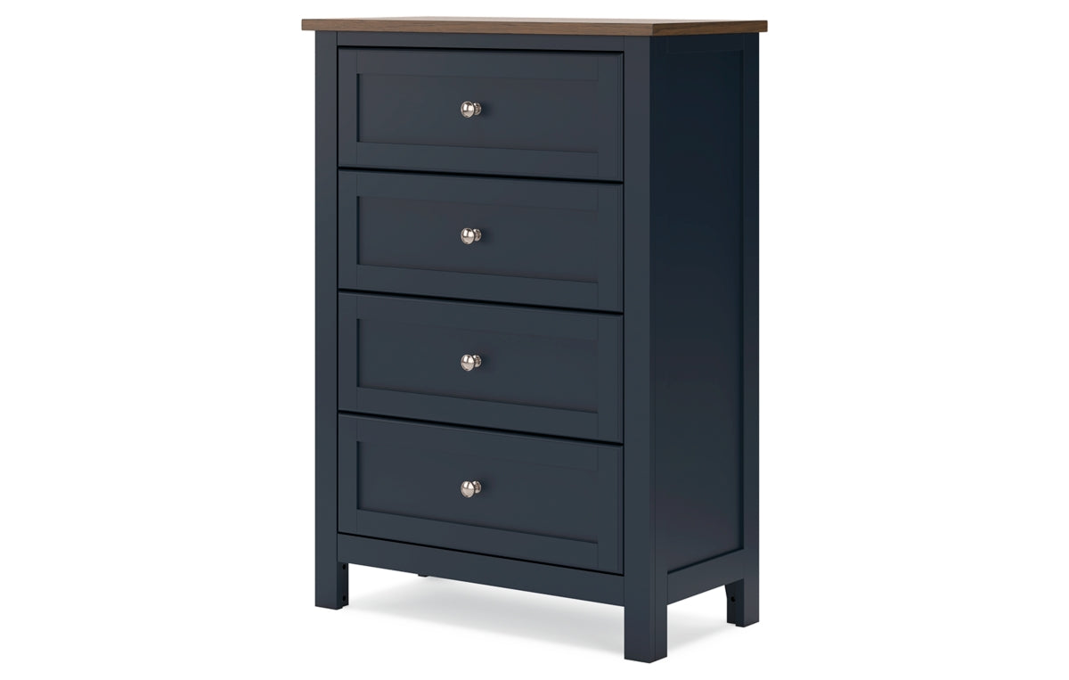 Landocken Queen Panel Headboard with Mirrored Dresser, Chest and Nightstand
