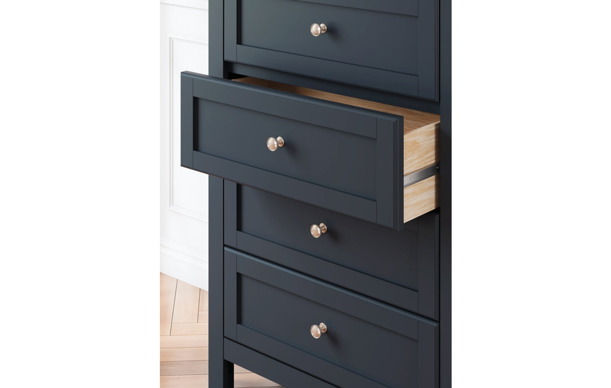Landocken Queen Panel Headboard with Mirrored Dresser, Chest and Nightstand