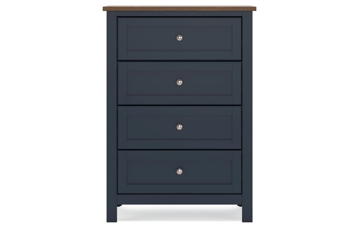 Landocken Queen Panel Headboard with Mirrored Dresser, Chest and Nightstand