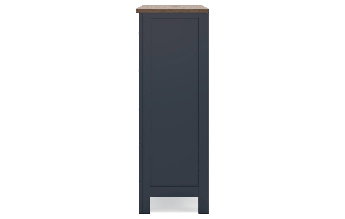 Landocken Queen Panel Headboard with Mirrored Dresser, Chest and Nightstand