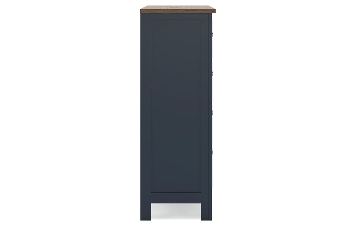 Landocken Queen Panel Headboard with Mirrored Dresser, Chest and Nightstand