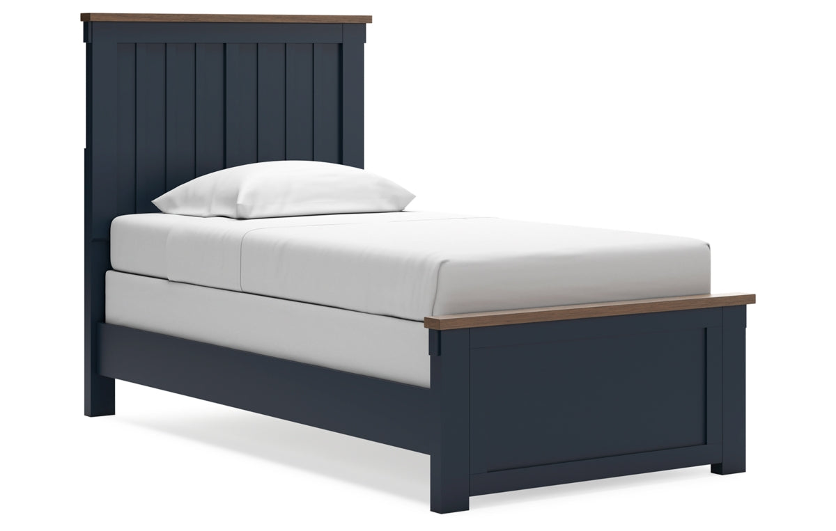 Landocken Twin Panel Bed with Mirrored Dresser, Chest and Nightstand