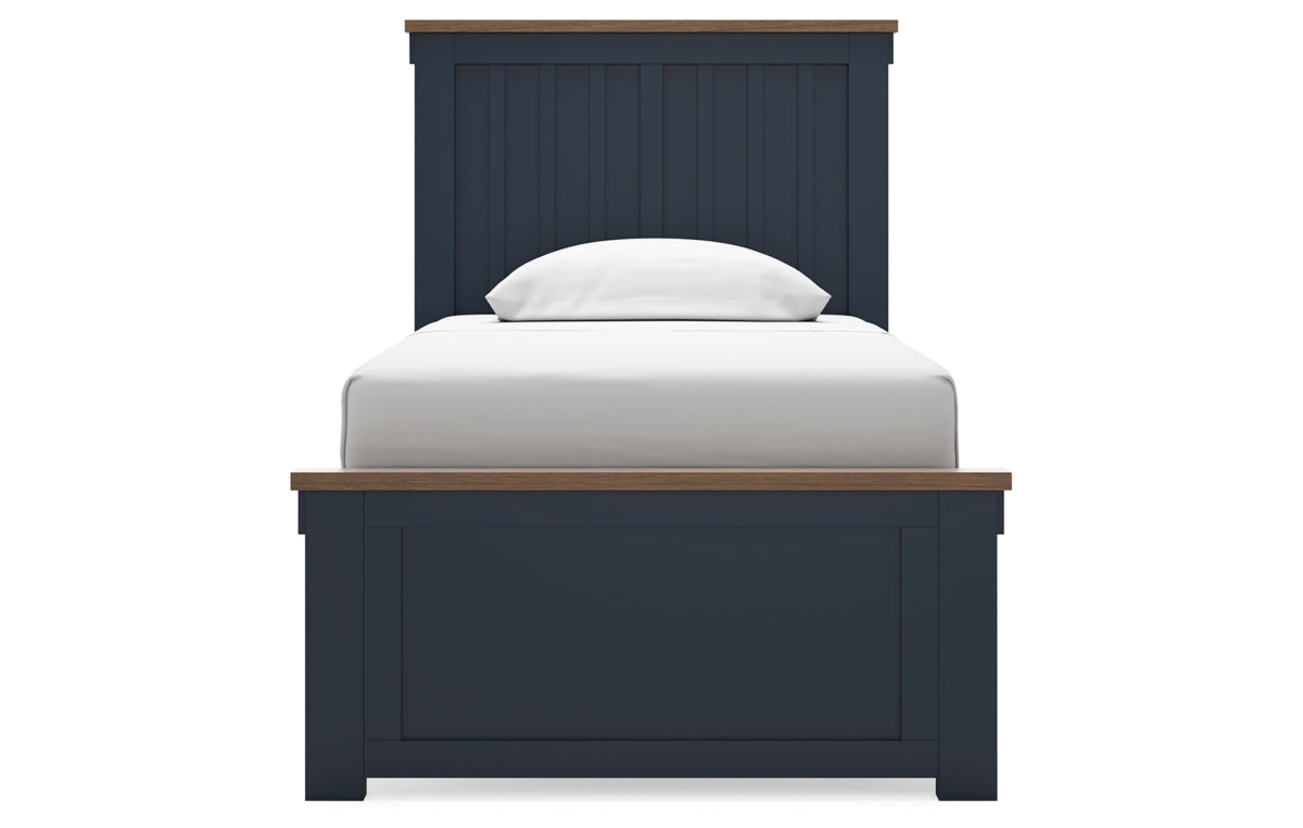 Landocken Twin Panel Bed with Storage with Mirrored Dresser and Chest