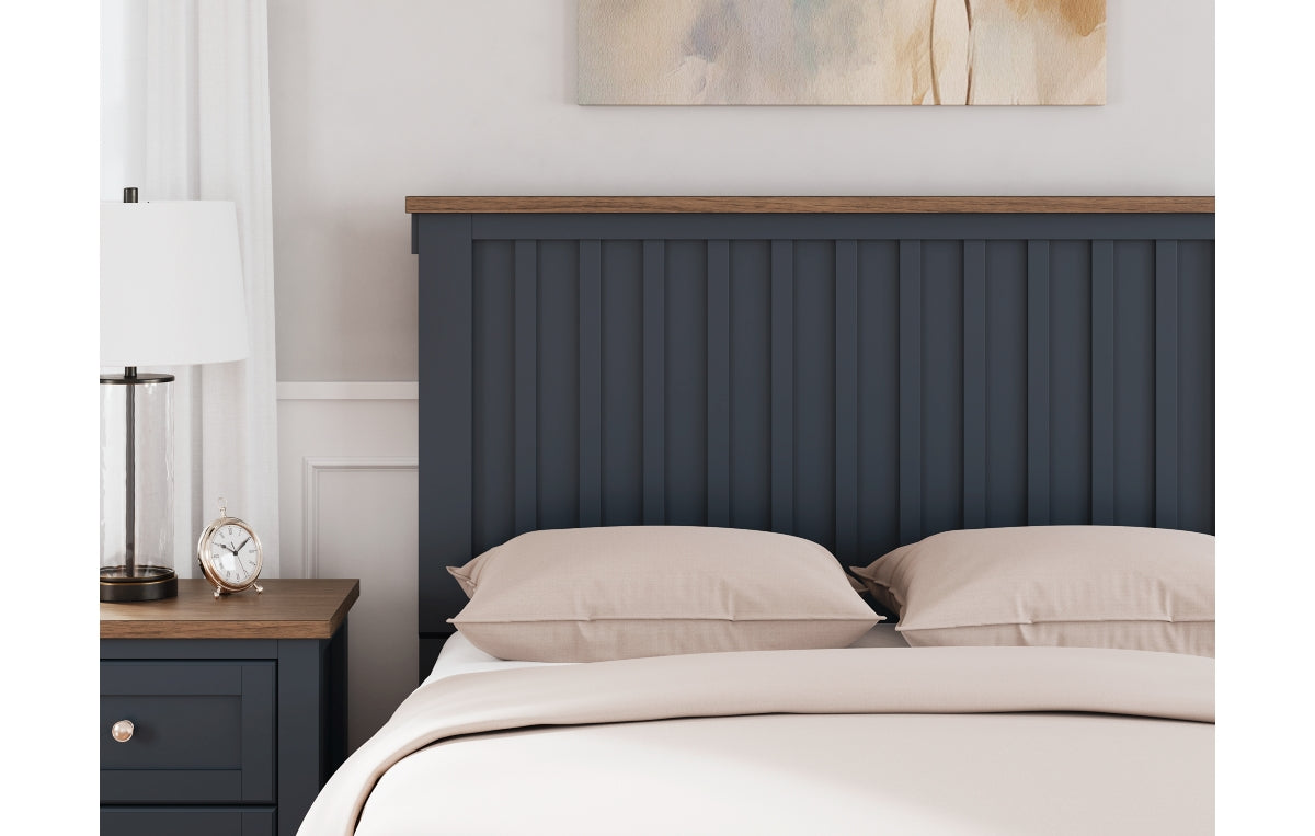 Landocken Full Panel Headboard with Mirrored Dresser, Chest and Nightstand
