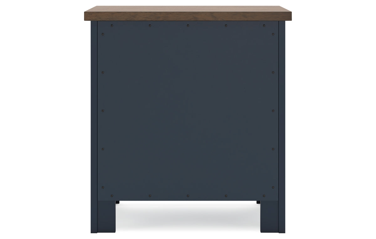 Landocken Queen Panel Headboard with Mirrored Dresser, Chest and Nightstand