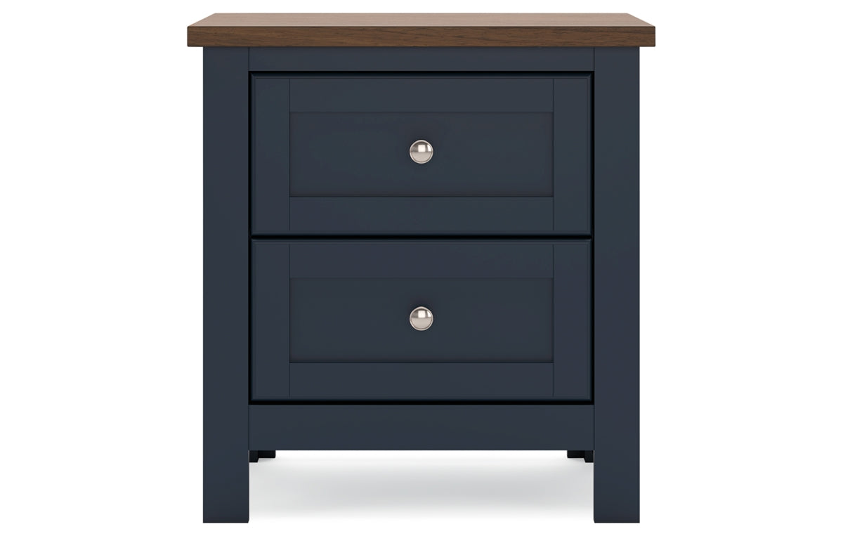 Landocken Queen Panel Headboard with Mirrored Dresser, Chest and Nightstand