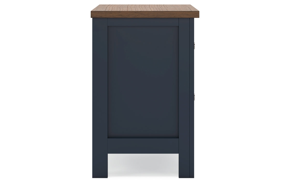 Landocken Queen Panel Headboard with Mirrored Dresser, Chest and Nightstand