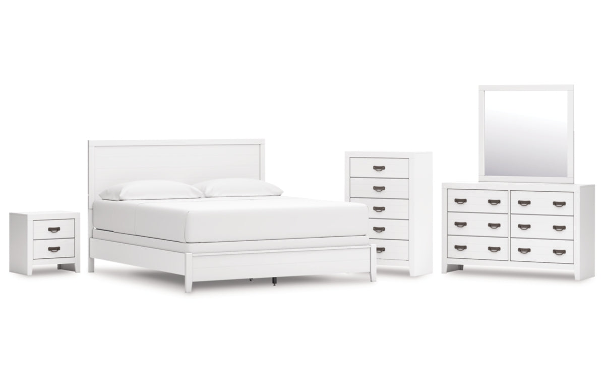 Binterglen California King Panel Bed, Dresser, Mirror, Chest and Nightstand