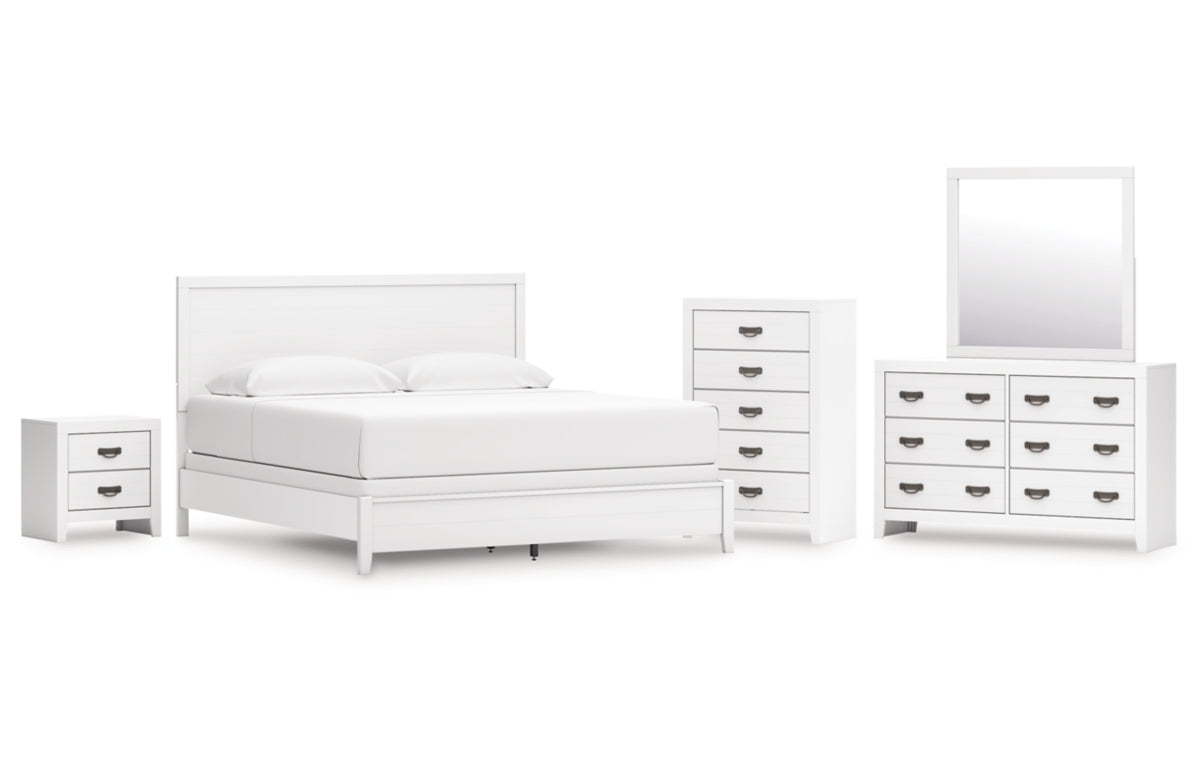 Binterglen King Panel Bed, Dresser, Mirror, Chest and Nightstand