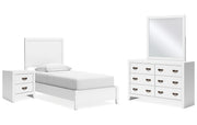 Binterglen Twin Panel Bed with Mirrored Dresser and Nightstand