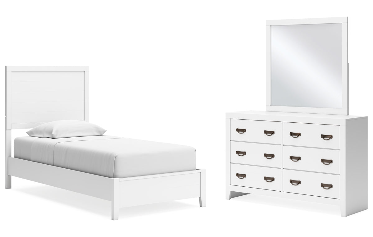 Binterglen Twin Panel Bed with Mirrored Dresser