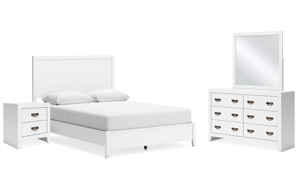 Binterglen Queen Panel Bed with Mirrored Dresser and Nightstand