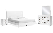 Binterglen California King Panel Bed with Mirrored Dresser and Nightstand