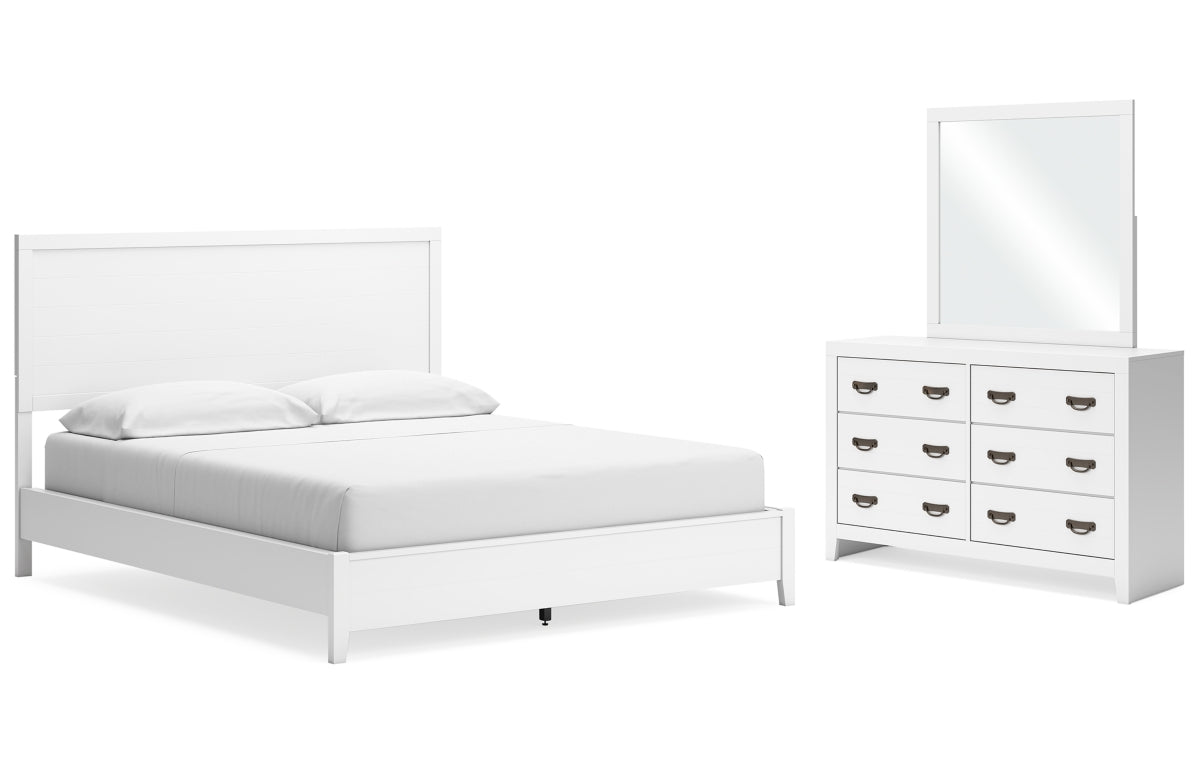 Binterglen California King Panel Bed with Mirrored Dresser