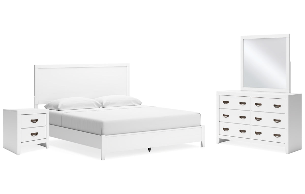 Binterglen King Panel Bed with Mirrored Dresser and Nightstand