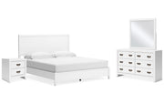 Binterglen King Panel Bed with Mirrored Dresser and Nightstand
