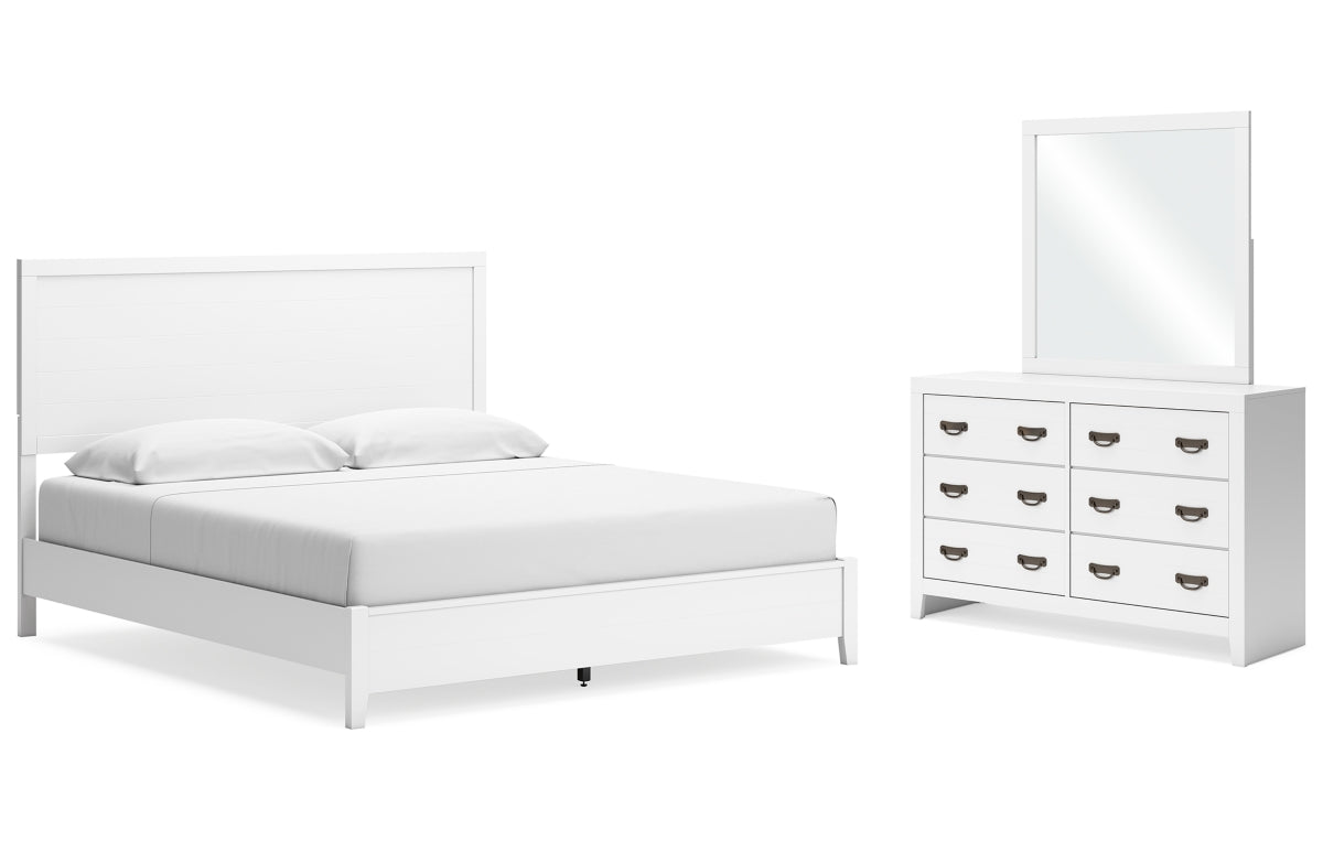 Binterglen King Panel Bed with Mirrored Dresser