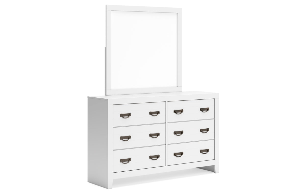 Binterglen Twin Panel Bed with Mirrored Dresser