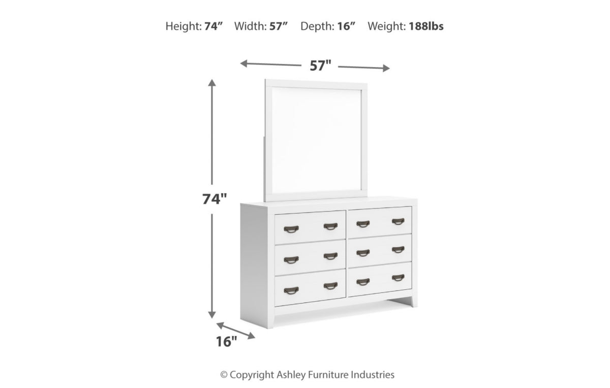 Binterglen Queen Panel Bed with Mirrored Dresser