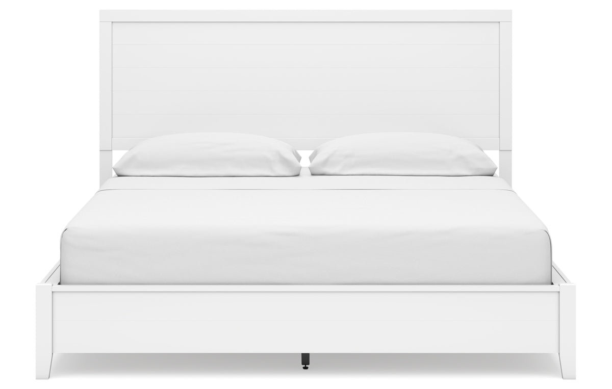 Binterglen California King Panel Bed with Mirrored Dresser and Nightstand