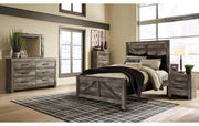Wynnlow Queen Crossbuck Panel Bed with Mirrored Dresser, Chest and Nightstand