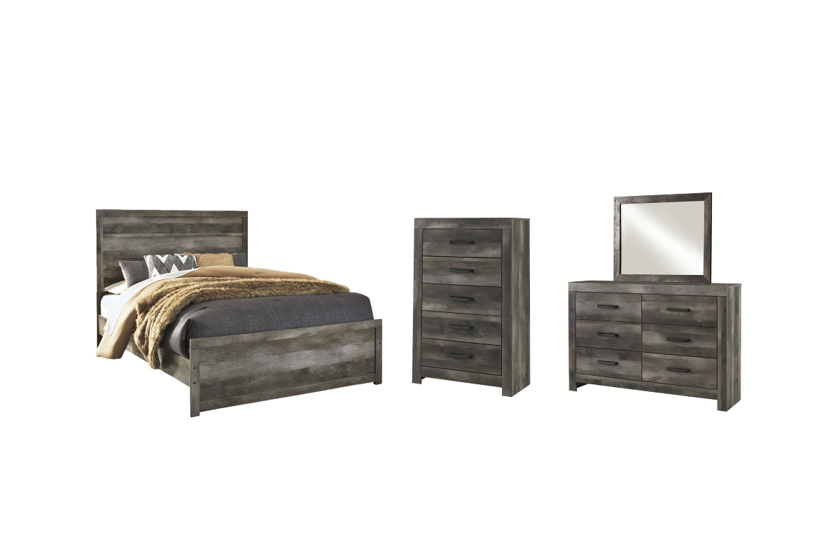 Wynnlow Queen Panel Bed with Mirrored Dresser and Chest