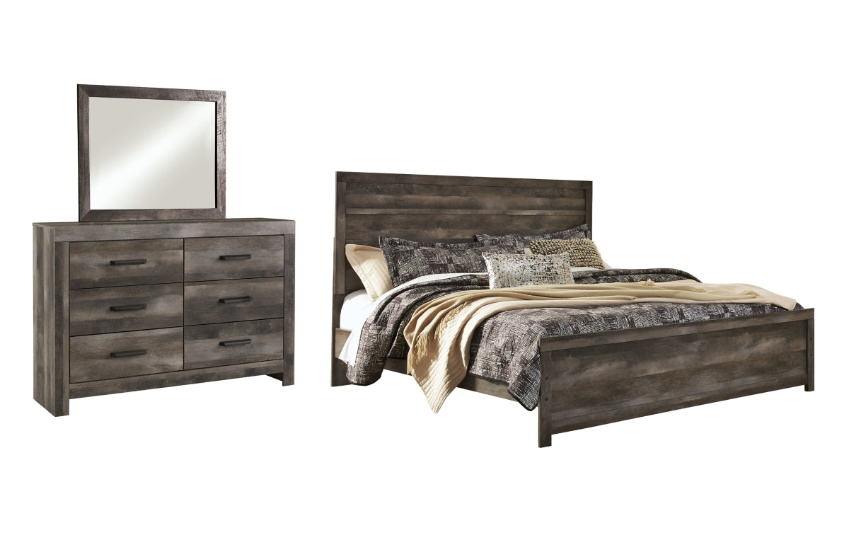 Wynnlow King Panel Bed with Mirrored Dresser