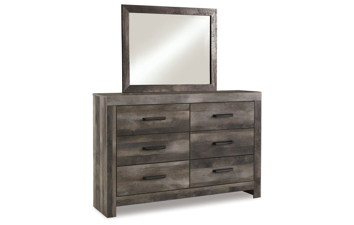 Wynnlow Queen Crossbuck Panel Bed with Mirrored Dresser, Chest and Nightstand