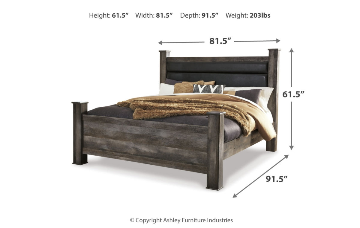 Wynnlow King Poster Bed with Mirrored Dresser, Chest and Nightstand