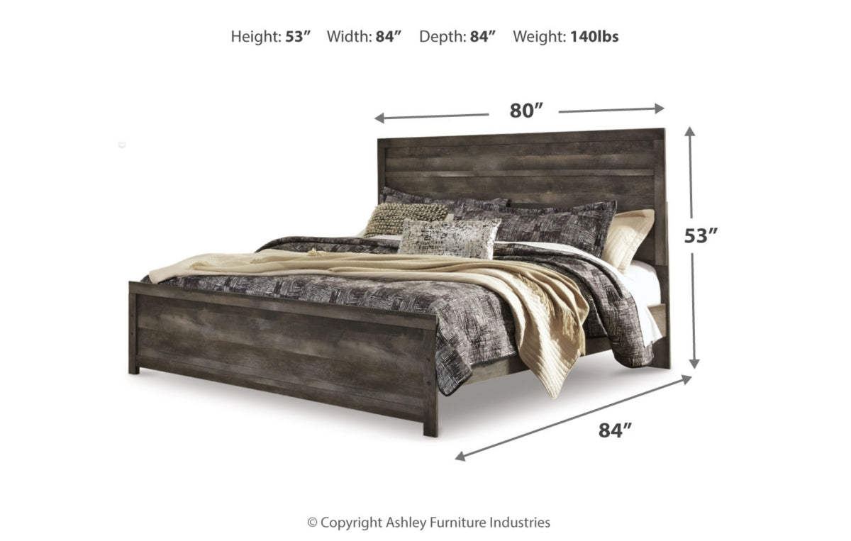 Wynnlow King Panel Bed with Mirrored Dresser, Chest and Nightstand