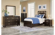 Covetown Twin Panel Bed with Mirrored Dresser, Chest and Nightstand