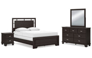Covetown Queen Panel Bed with Mirrored Dresser and Nightstand