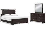 Covetown King Panel Bed with Mirrored Dresser