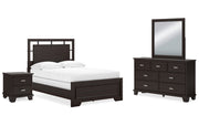 Covetown Full Panel Bed with Mirrored Dresser and Nightstand