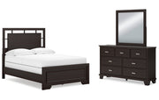 Covetown Full Panel Bed with Mirrored Dresser