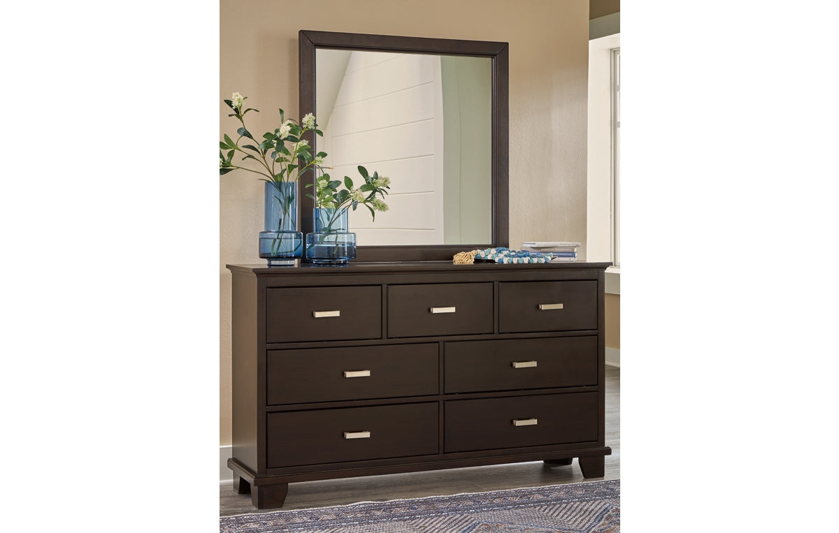 Covetown Twin Panel Bed with Mirrored Dresser, Chest and Nightstand