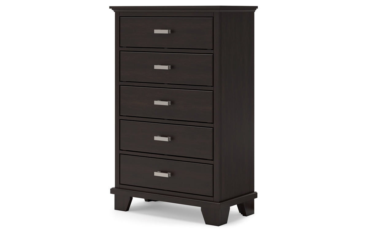 Covetown Twin Panel Bed with Mirrored Dresser, Chest and Nightstand