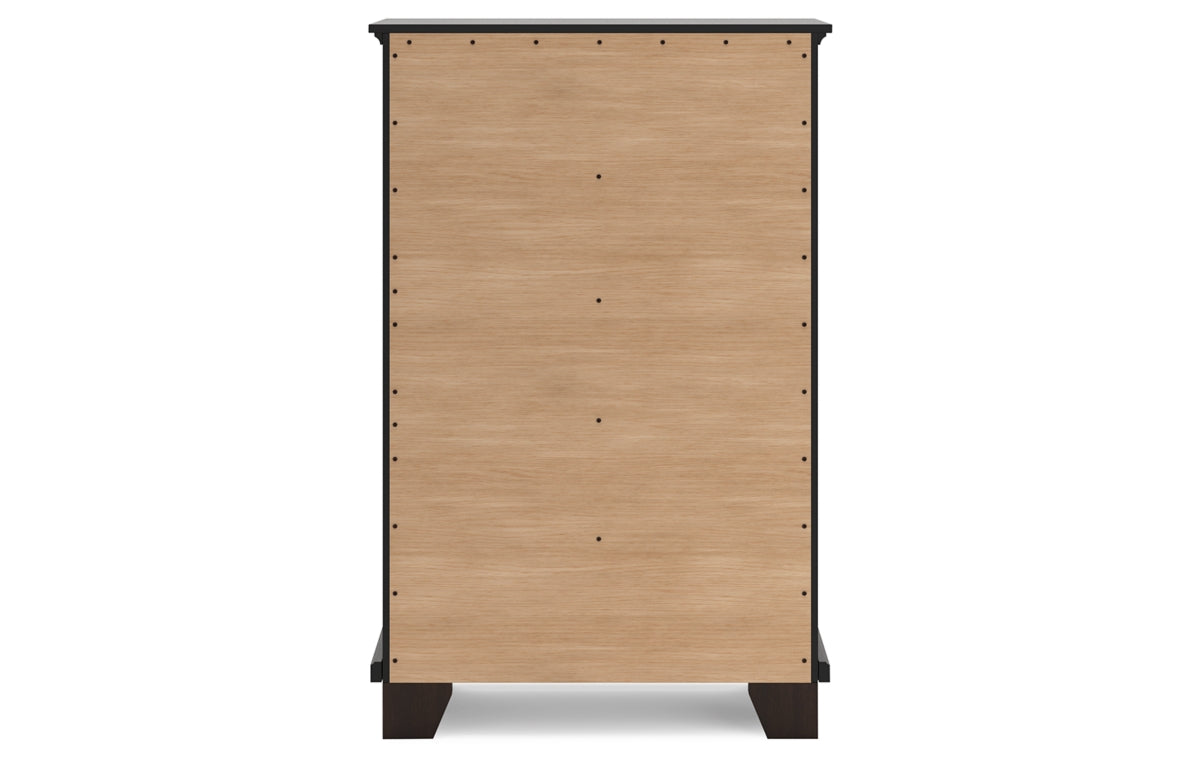 Covetown Queen Panel Bed with Mirrored Dresser, Chest and Nightstand