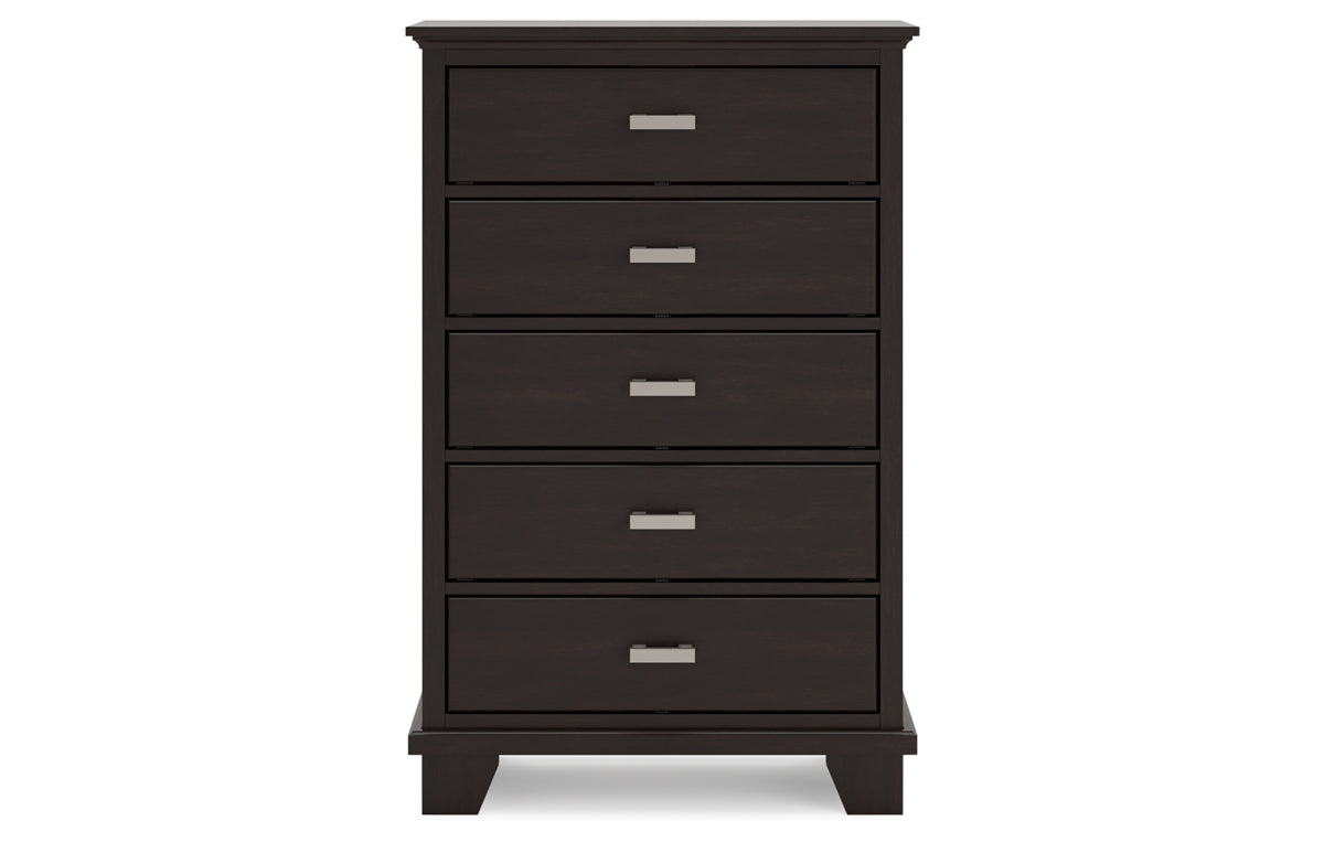Covetown Twin Panel Bed with Mirrored Dresser, Chest and Nightstand